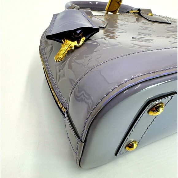 Auth Louis Vuitton Small Purple Lilas Vernis Monogram Alma BB Crossbody Bag - Picture 9 of 16